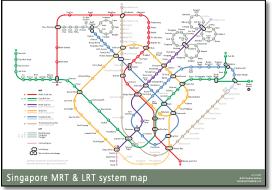 Singapore MRT & LRT train / rail map